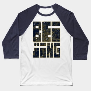 Beijing, China City Map Typography - Gold Art Deco Baseball T-Shirt